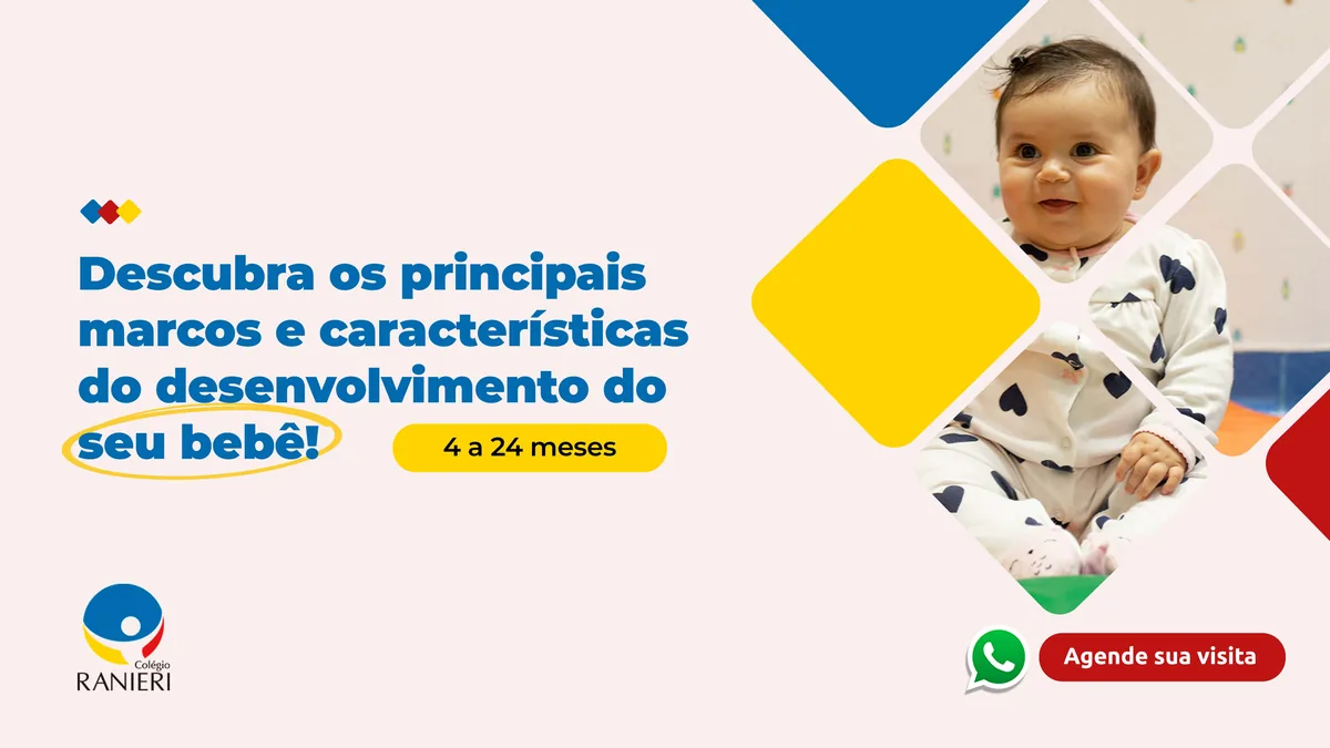 Capa do e-book “Descubra os principais marcos e características do desenvolvimento do seu bebê — 4 a 24 meses”